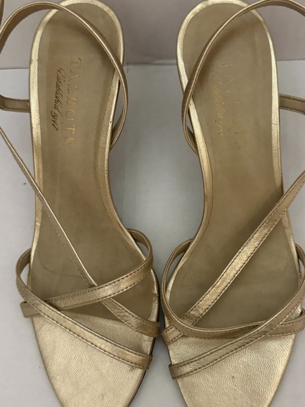 Talbots Genuine Leather Upper Dressy Sandals with Ankle Straps, 7.5